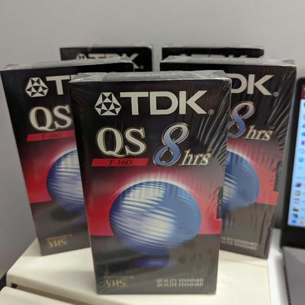 5 Pack TDK Premium Quality QS VHS Tapes T-120 8 Hour- New & Sealed